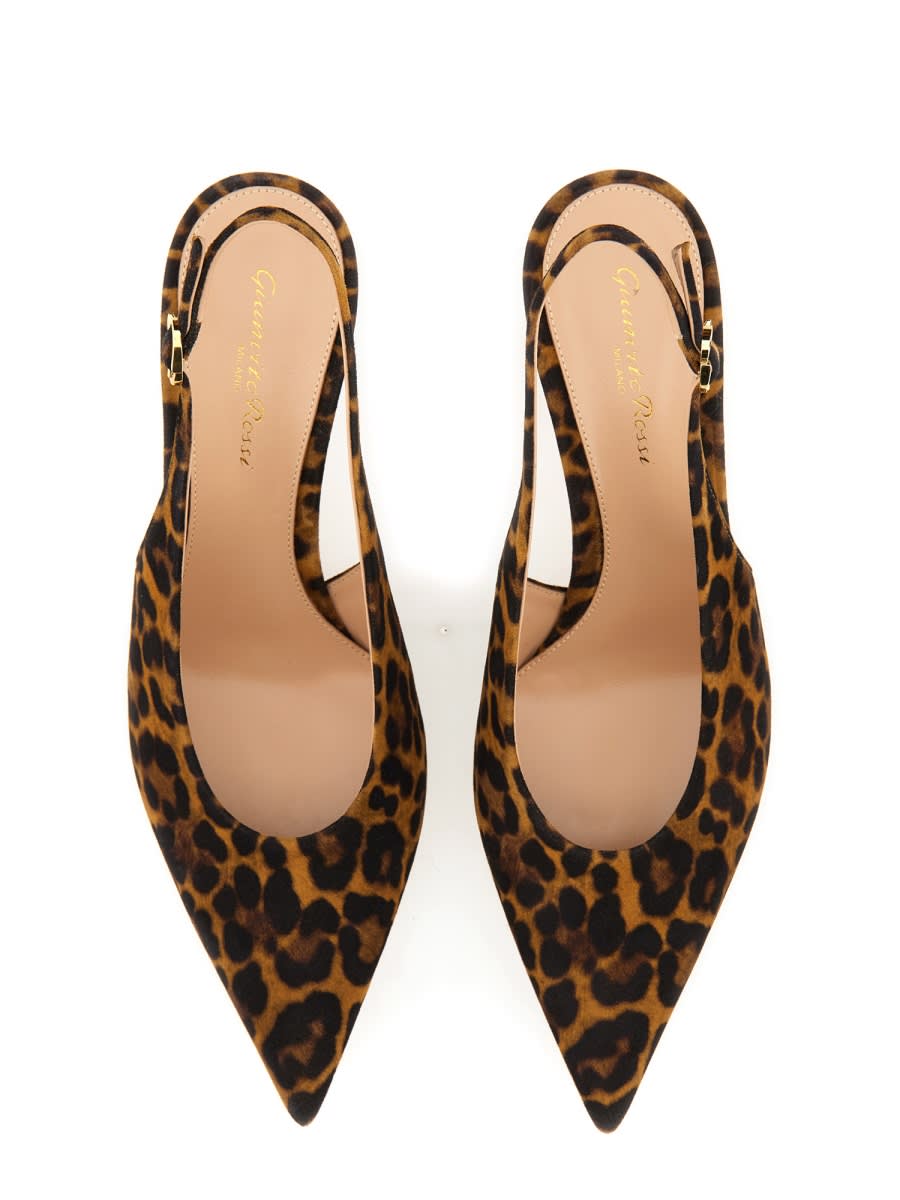 Gianvito Rossi Pointed Logo High-heeled Sandals In Animalier