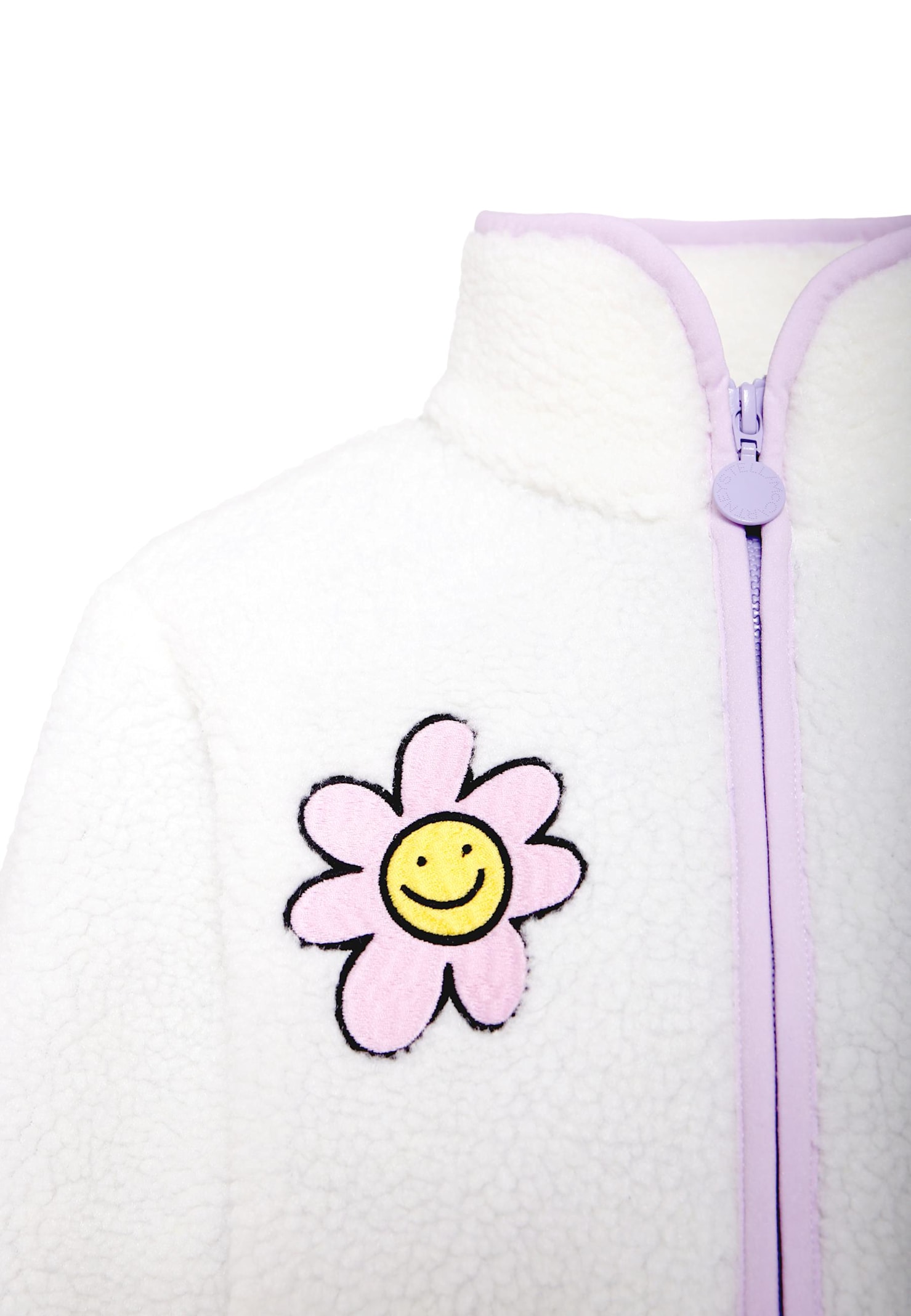 Stella Mccartney Ivory Eco Fur For Girl With Embroidery In White