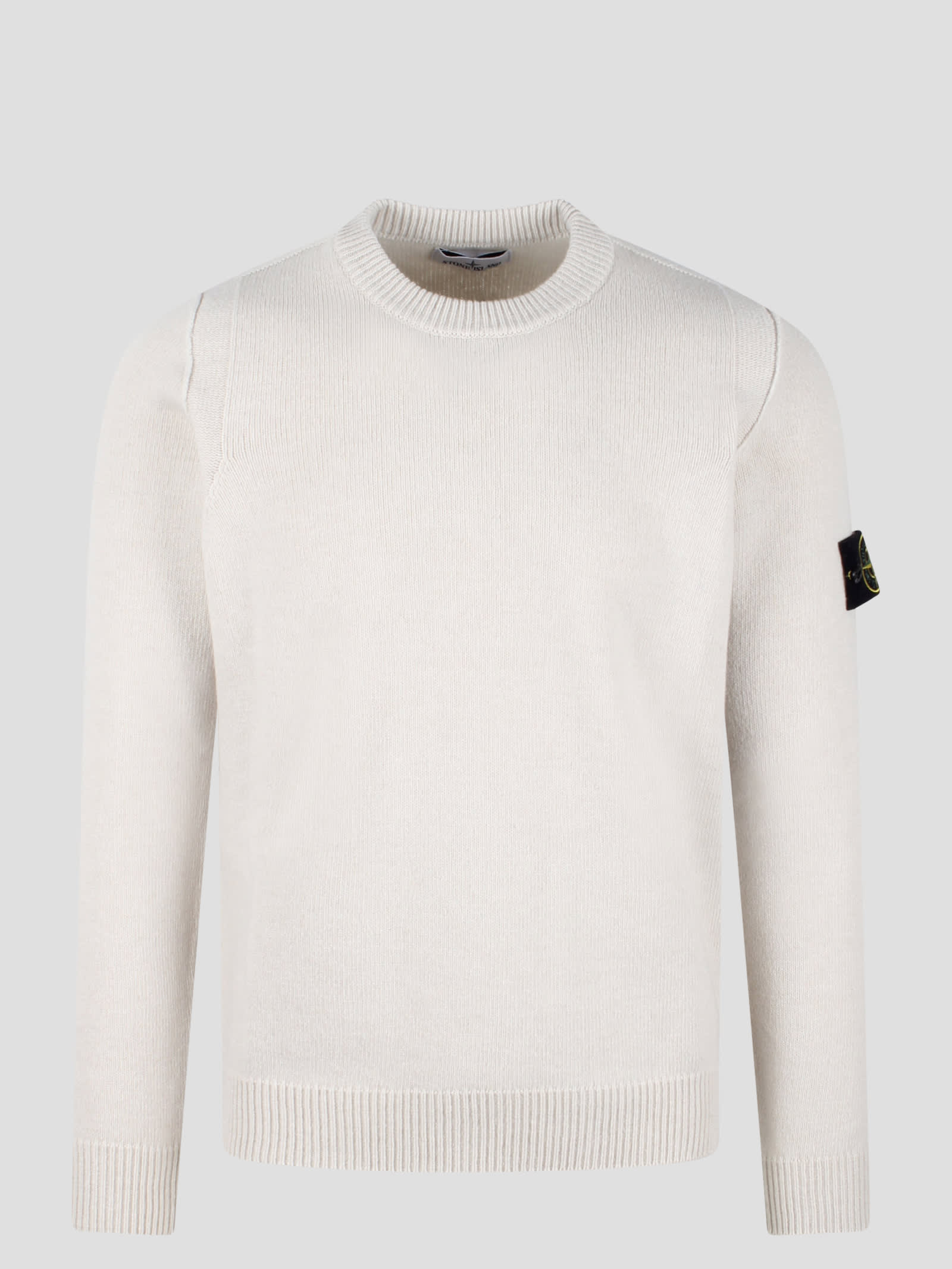 Shop Stone Island Lambswool Crewneck Sweater In White