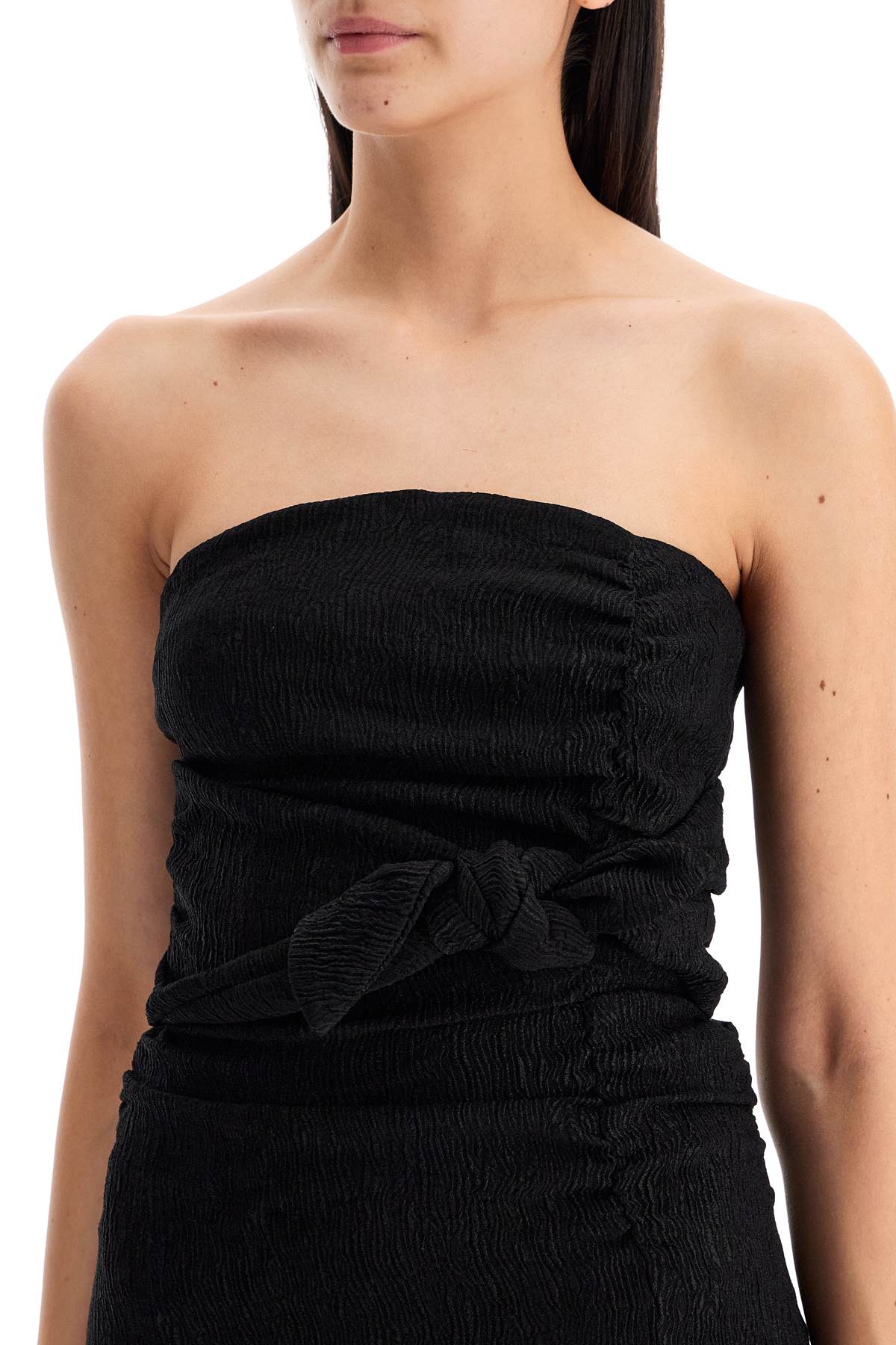 Shop Ganni Strapless Viscose Top For In Black (black)