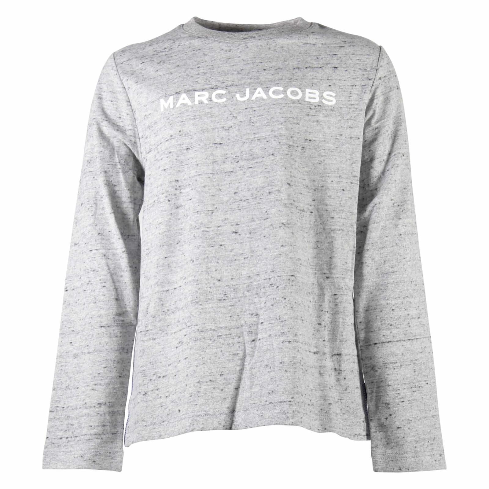 Little Marc Jacobs T-shirt Grigio Melange In Jersey Di Cotone Con Logo