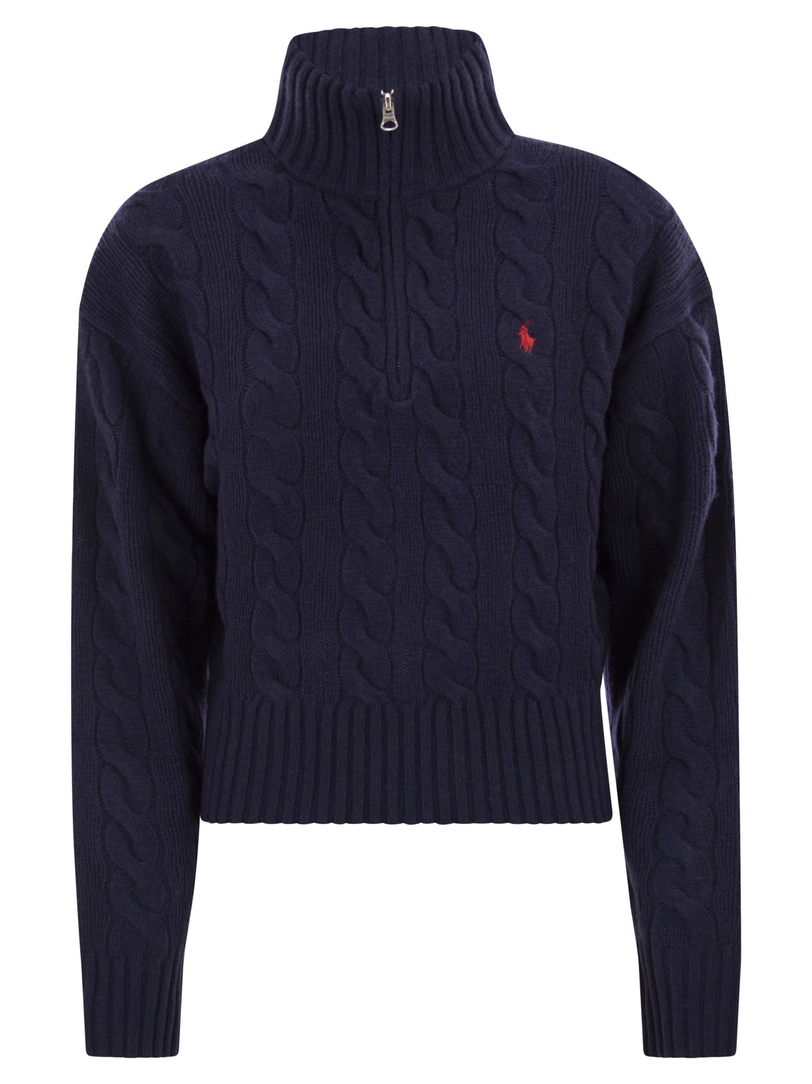 Polo Ralph Lauren Wool And Cashmere Cable Knit Jumper In Blue