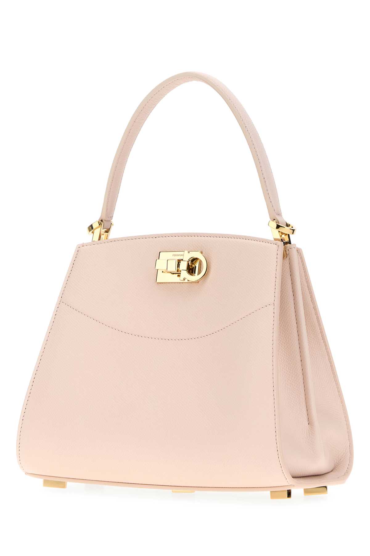 Ferragamo Pastel Pink Leather Small Studio Box Handbag In Pink