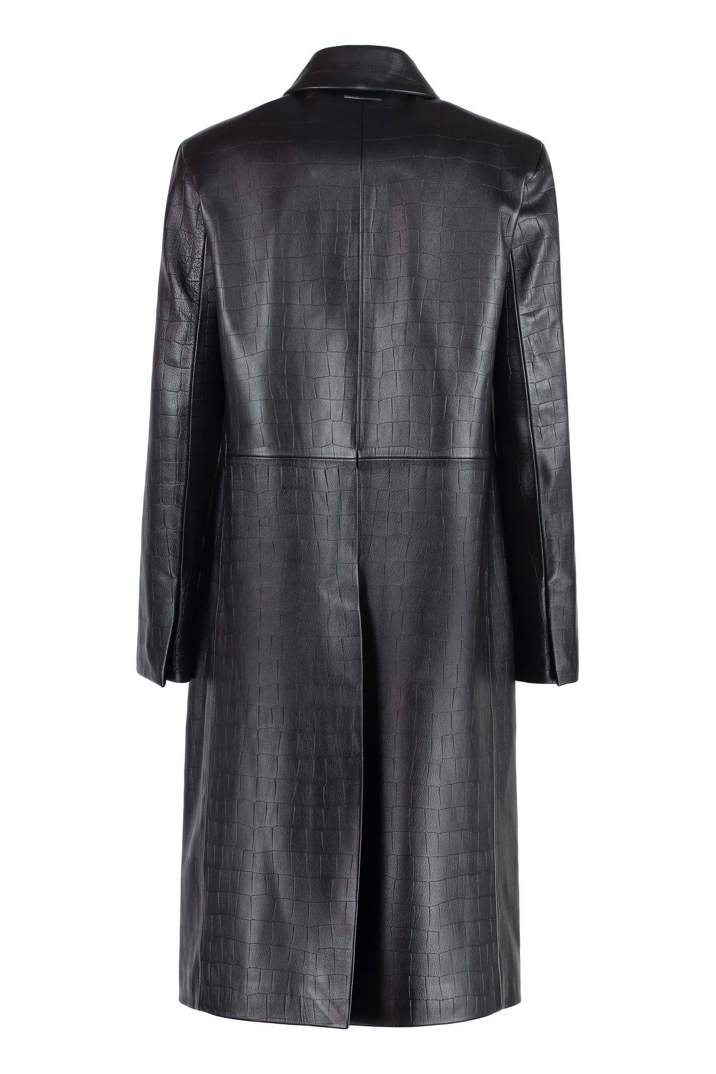 Shop Calvin Klein Leather Coat In Black