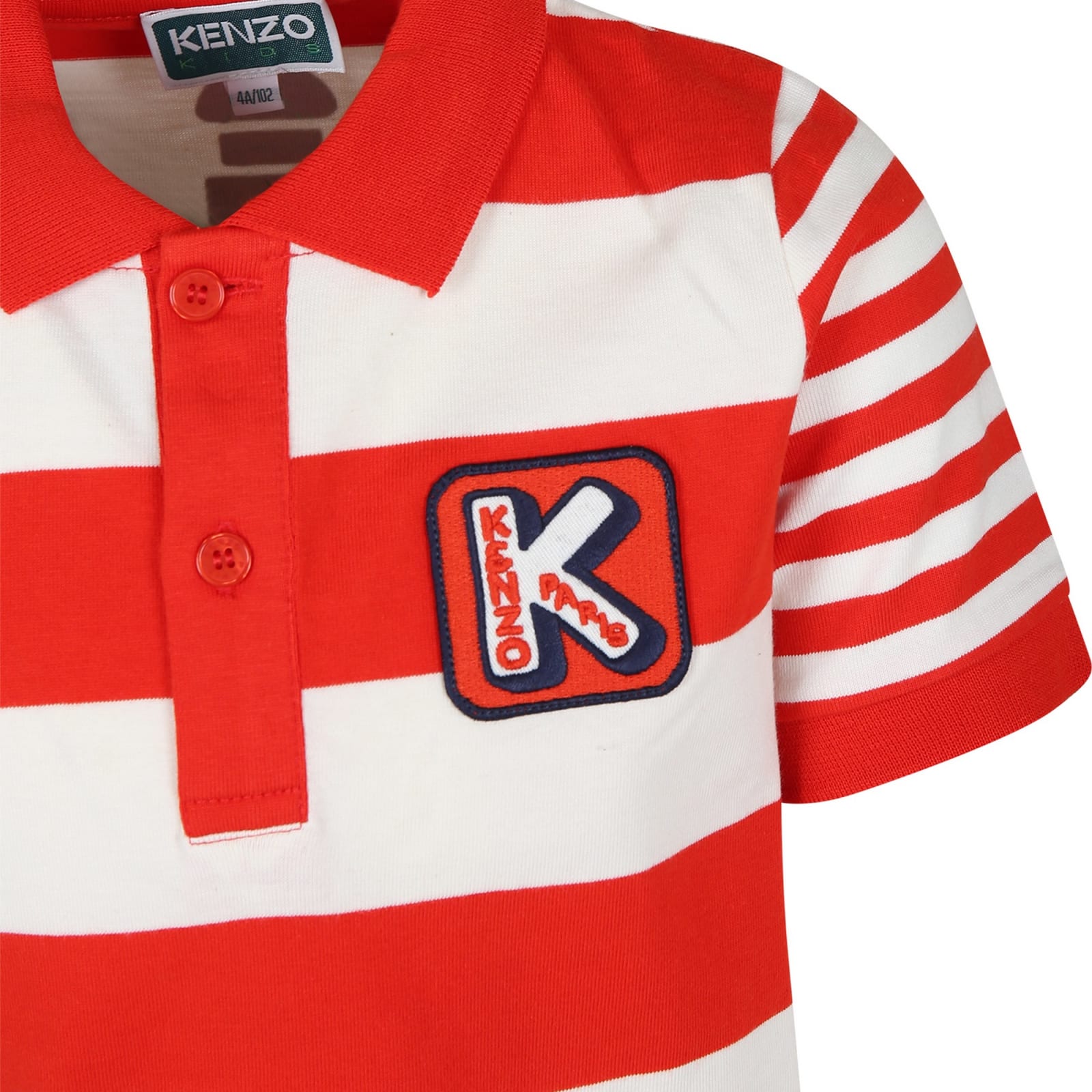 Shop Kenzo Multicolor Polo Shirt For Boy In Rosso