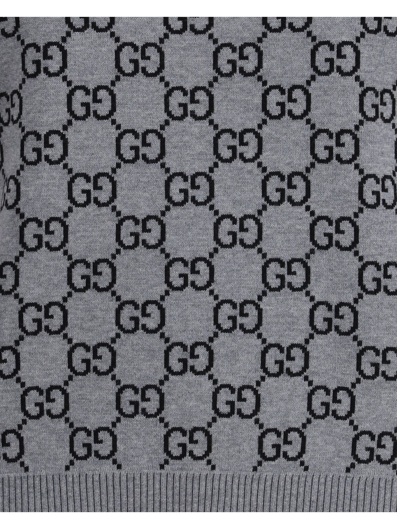 Gucci Women Gg Allover Reverible Short Sleeves Pull In Gray