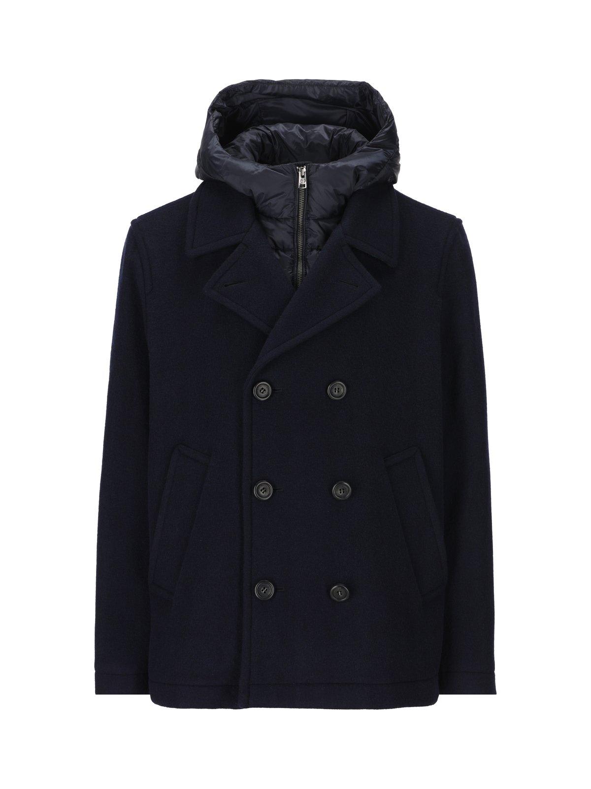WOOLRICH DOUBLE BREASTED HOODED COAT