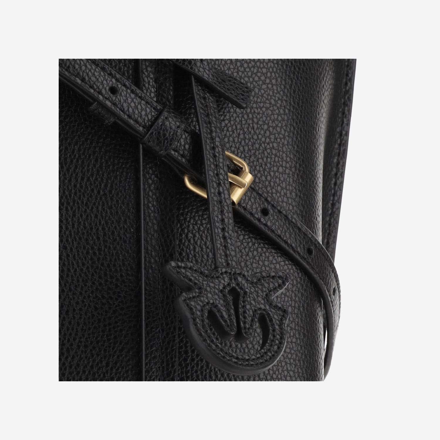 Shop Pinko Classic Leather Shopper Bag In Black