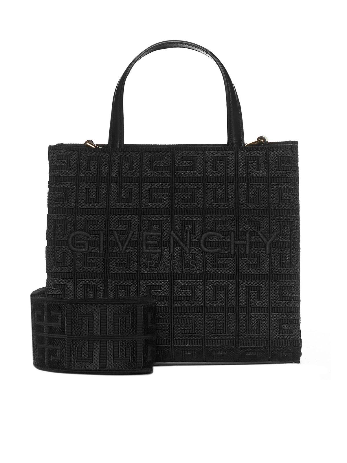 Shop Givenchy Monogram Logo Embroidered G Mini Tote Bag In Black