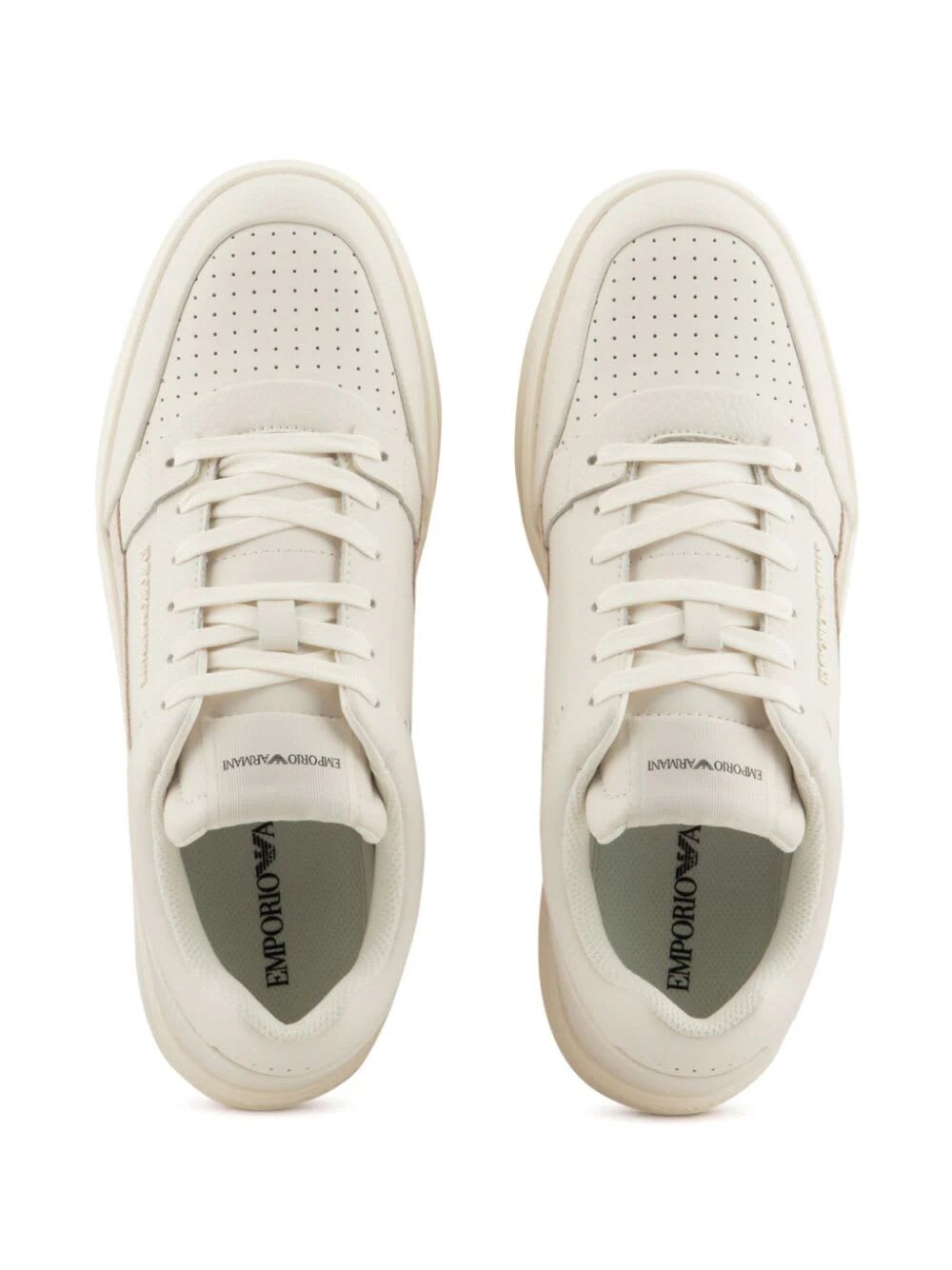 Shop Emporio Armani Suede Sneaker In Off White