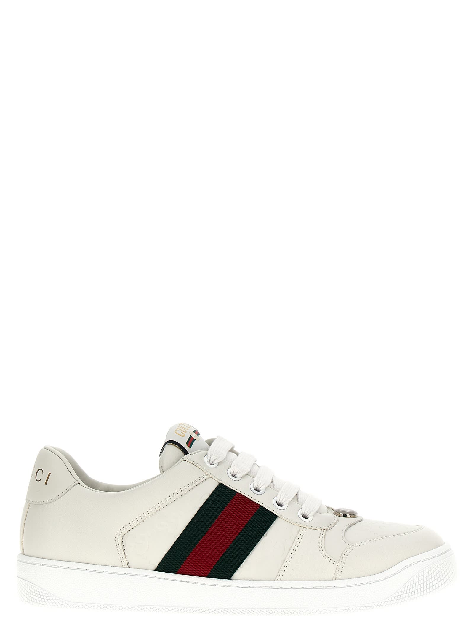 Shop Gucci Screener Sneakers In White