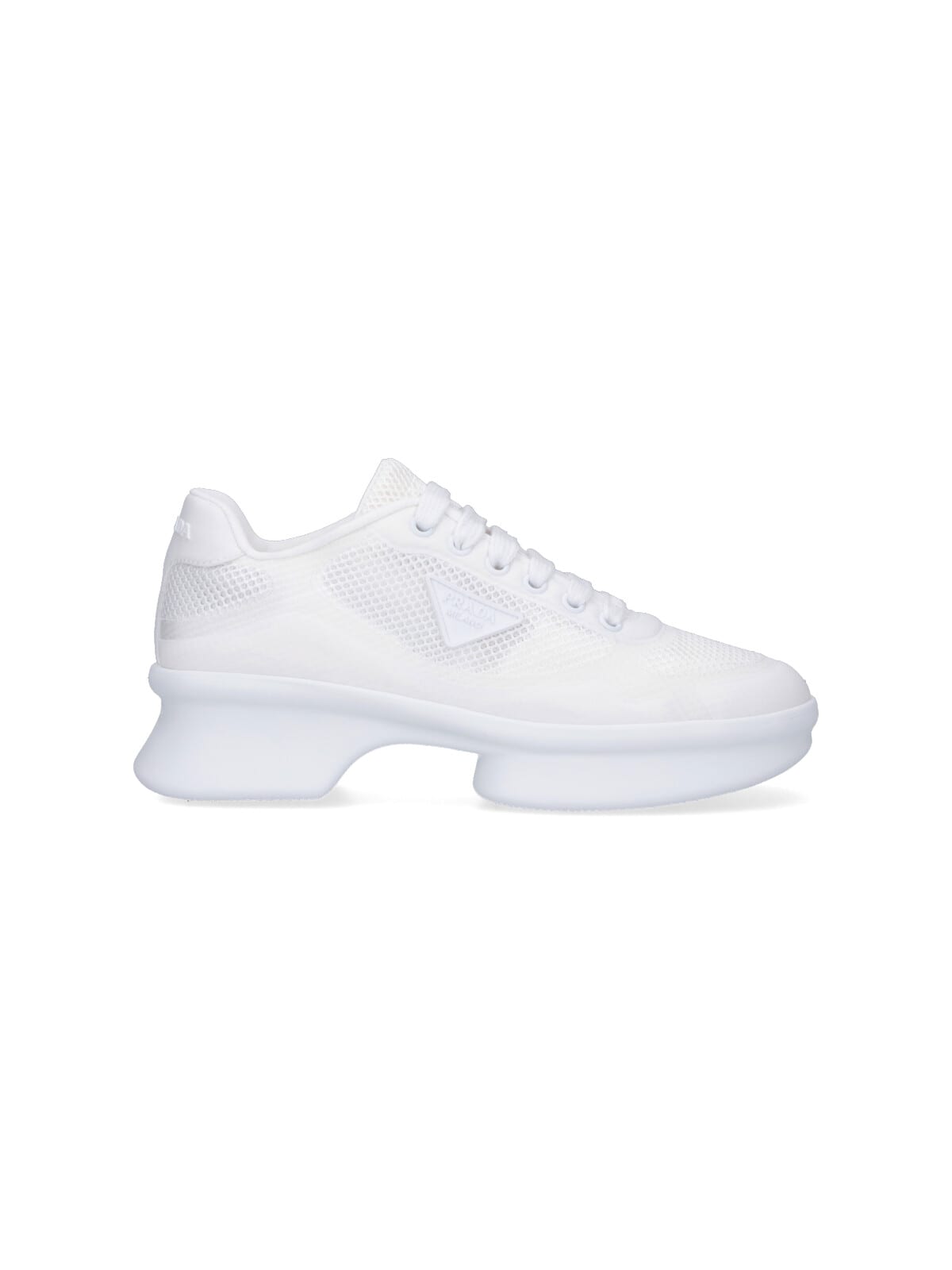 Prada Wavy Triangle Logo Low-top Sneakers In White