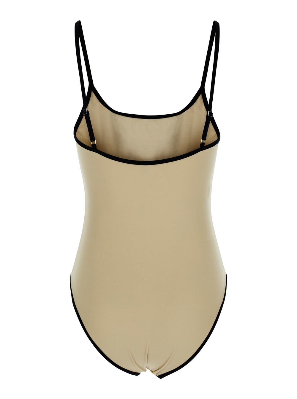 Shop Totême Beige Swimsuit With Shoulder Straps In Techno Fabric Woman In White