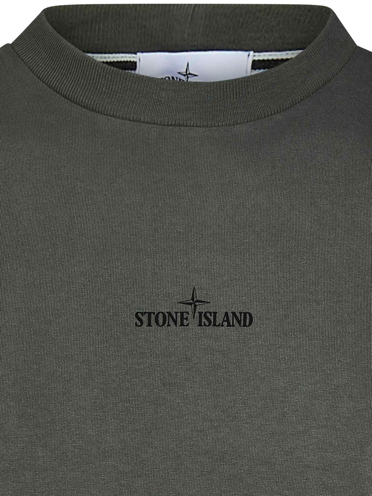 Shop Stone Island Logo Printed Crewneck T-shirt In Military