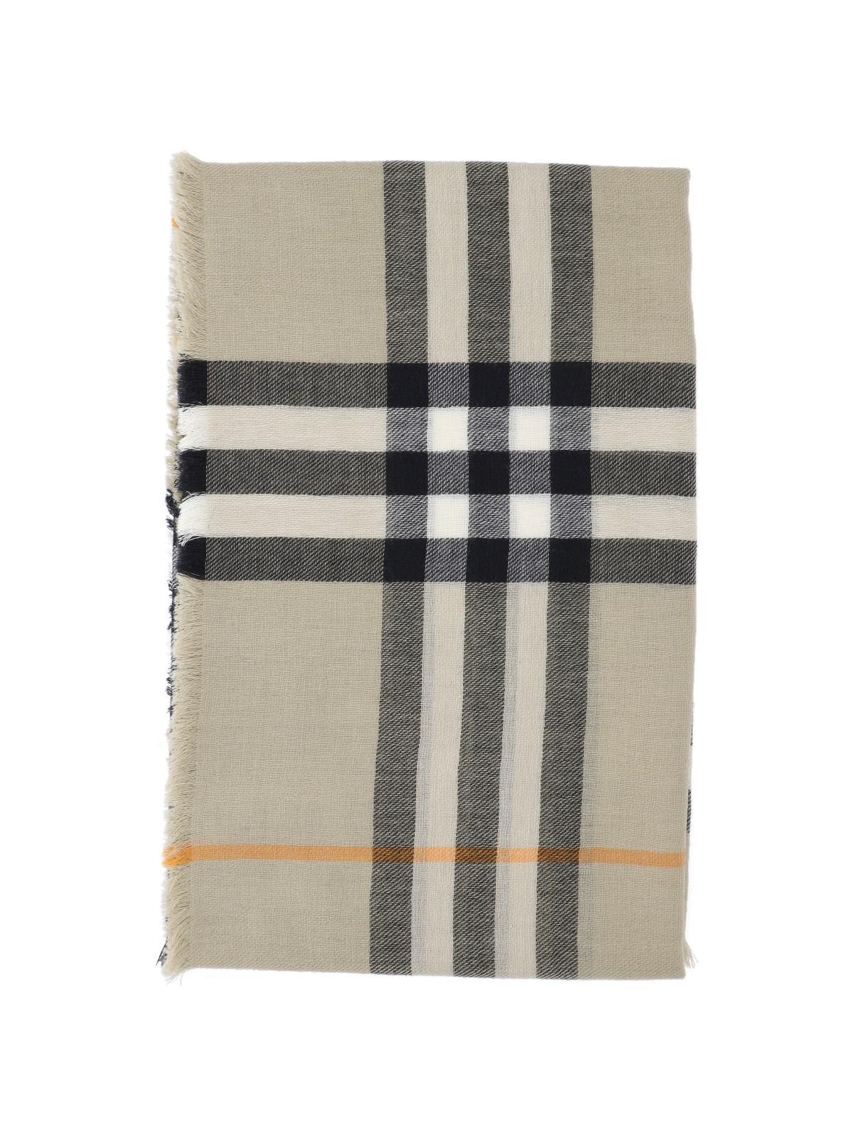 Shop Burberry Check Wool Scarf In Green