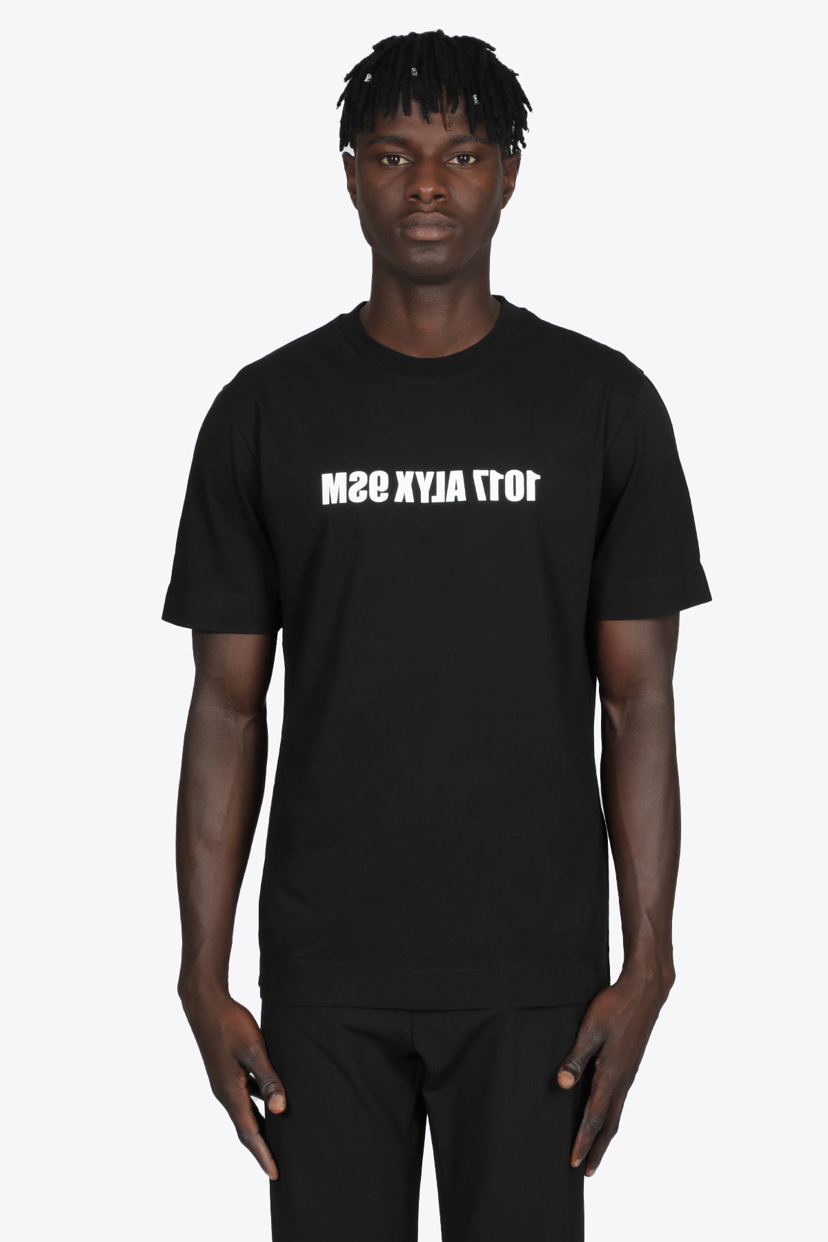 1017 ALYX 9SM Mirrored Logo S/s Tee Black cotton t-shirt with mirrored logo print