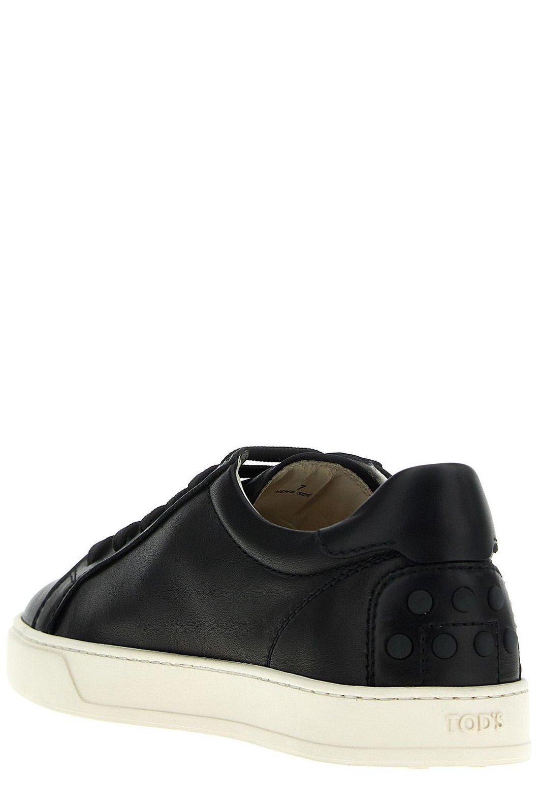 Shop Tod's Studded Logo Printed Lace-up Sneakers
