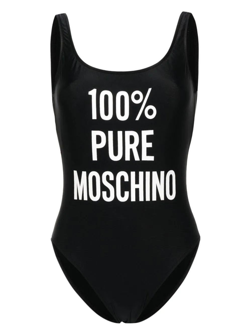 Shop Moschino Logo Printed One-piece Swimming Suit In Black