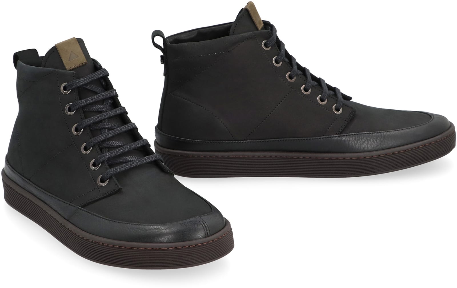 Shop Volta Leather High-top Sneakers In Black