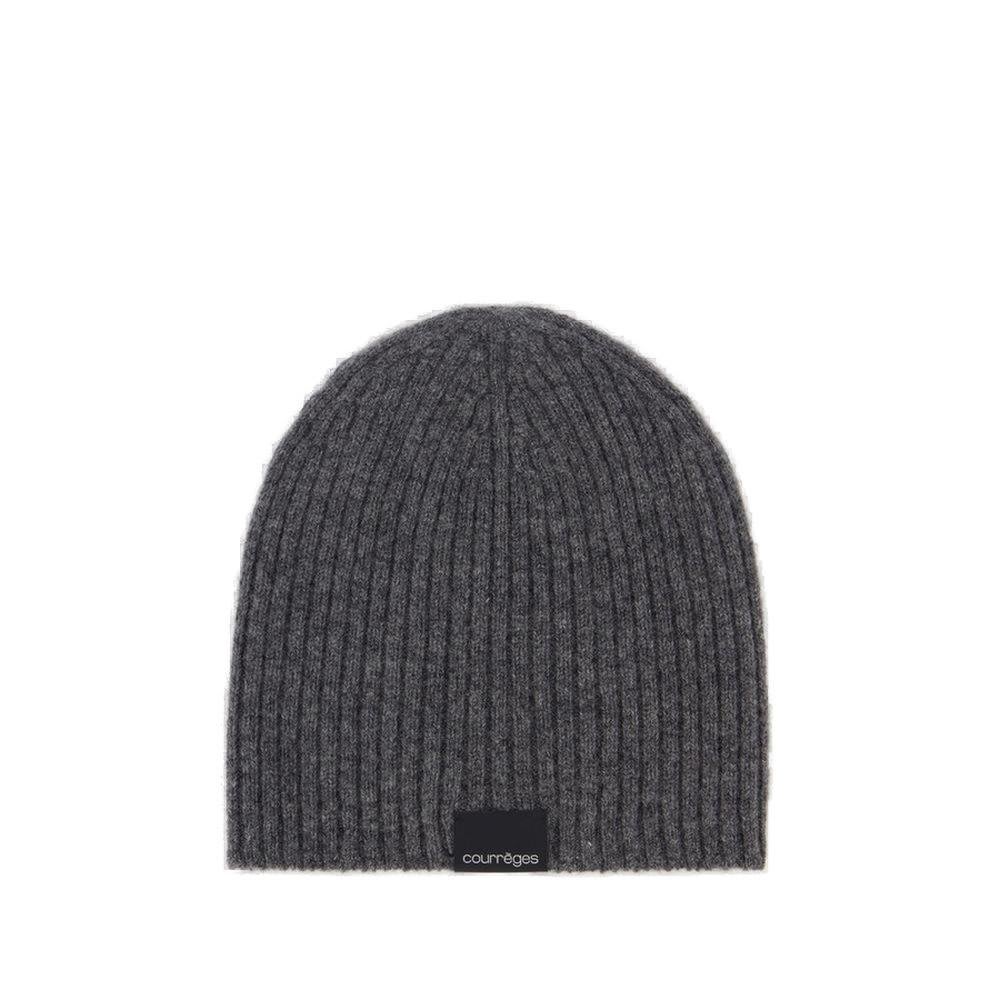 Shop Courrèges Ribbed Beanie In Grigio