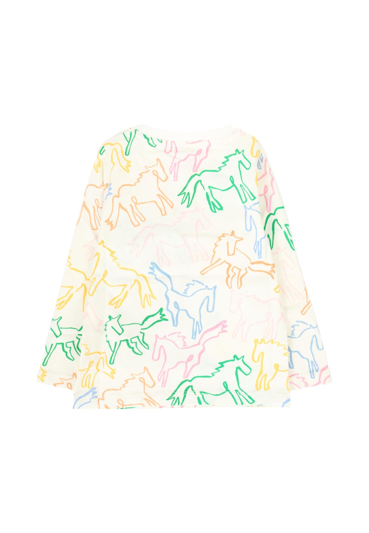 Stella Mccartney White T-shirt For Baby Girl With Horses In Multi