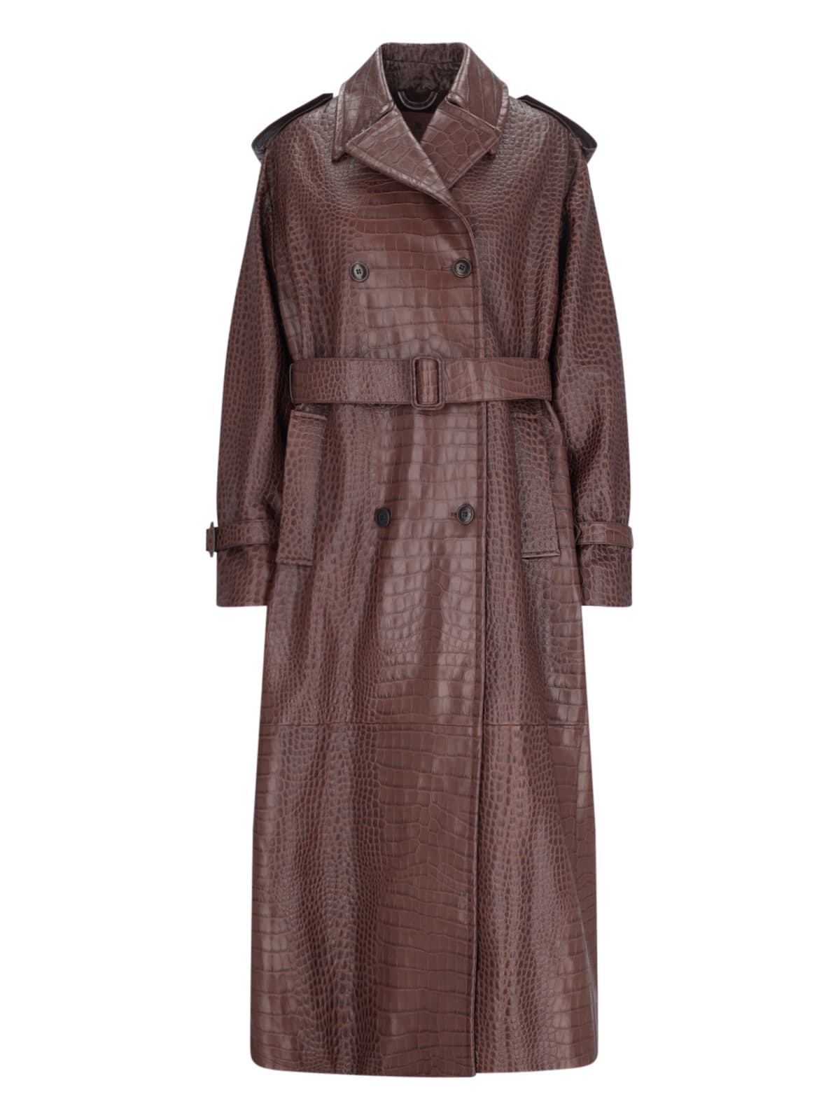 Shop Ermanno Scervino Crocodile Print Trench Coat In Red