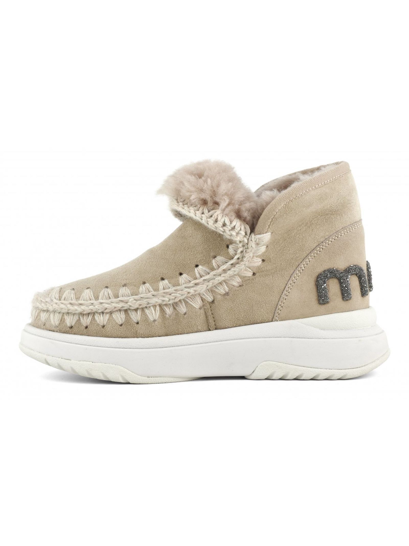 Shop Mou Eskimo Jogger In Camel Beige Sheepskin