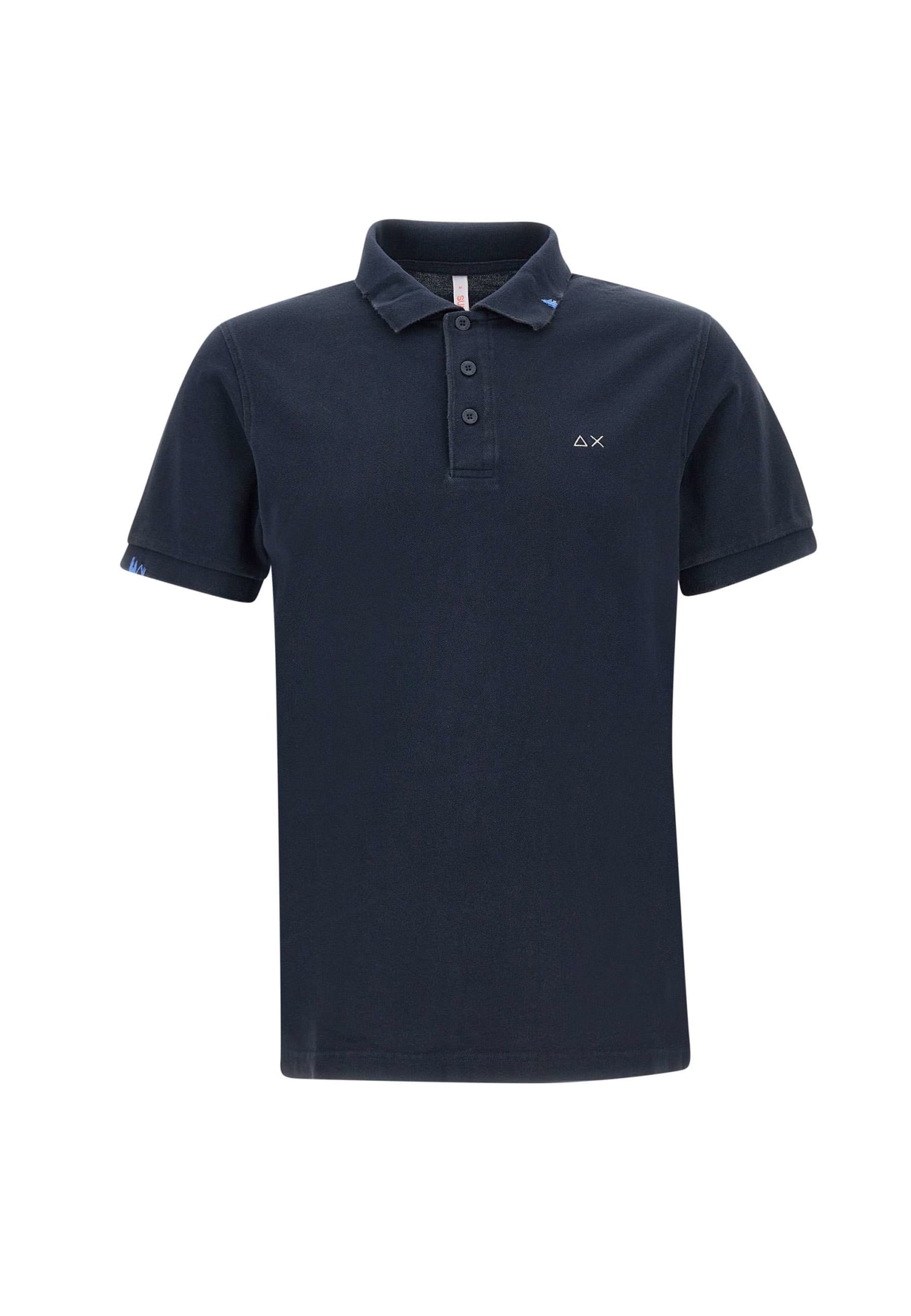 Shop Sun 68 Solid Cotton Polo Shirt In Blue