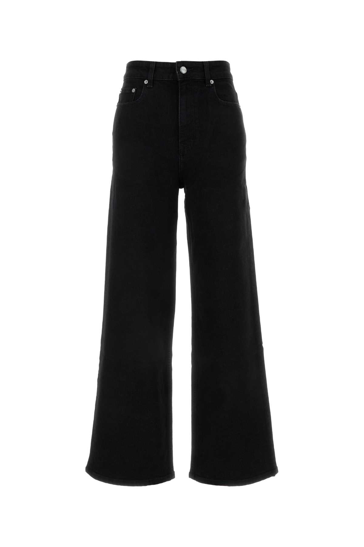 Black Stretch Denim Wide-leg Jeans