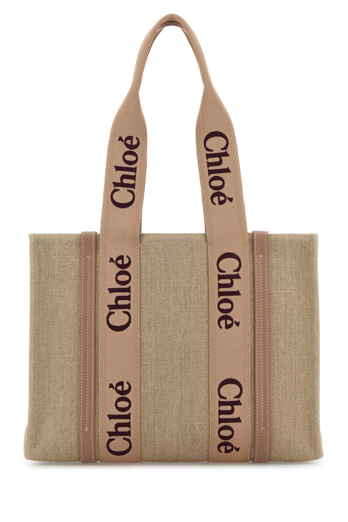 Chloé Multicolor Linen Woody Shopping Bag