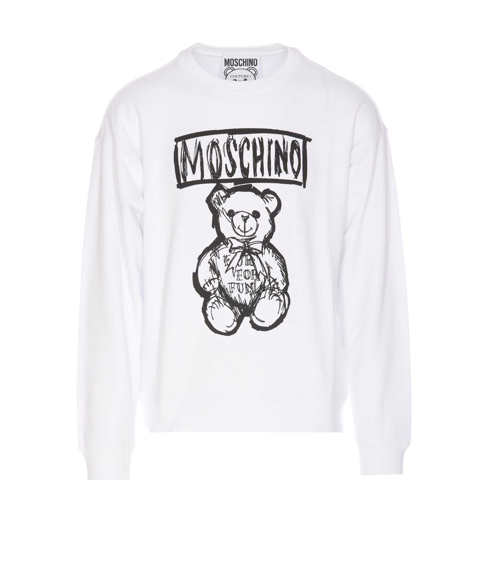 Shop Moschino Drawn Teddy Bear Sweatshirt In White