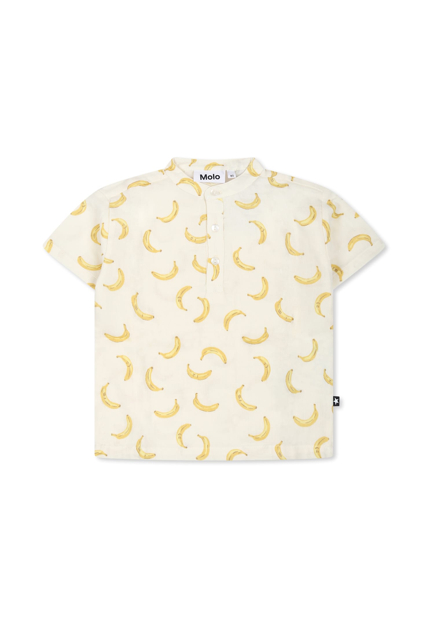 Molo Ivory Shirt For Babykids With Banana In Ivory