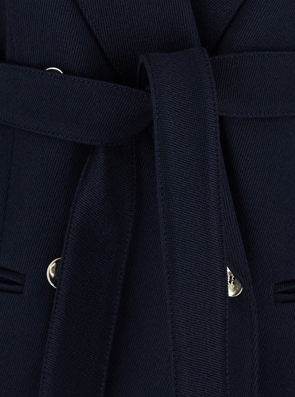 Tela Nomade Blue Double-breasted Jacket With Peak Revers And Belt In Wool Woman In Blue