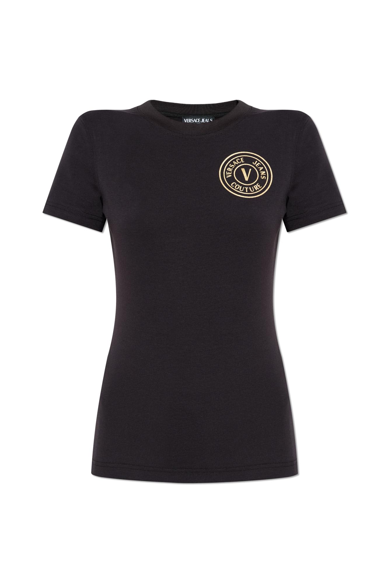 Versace Jeans Couture Cotton T-shirt With Logo Print. In Nero