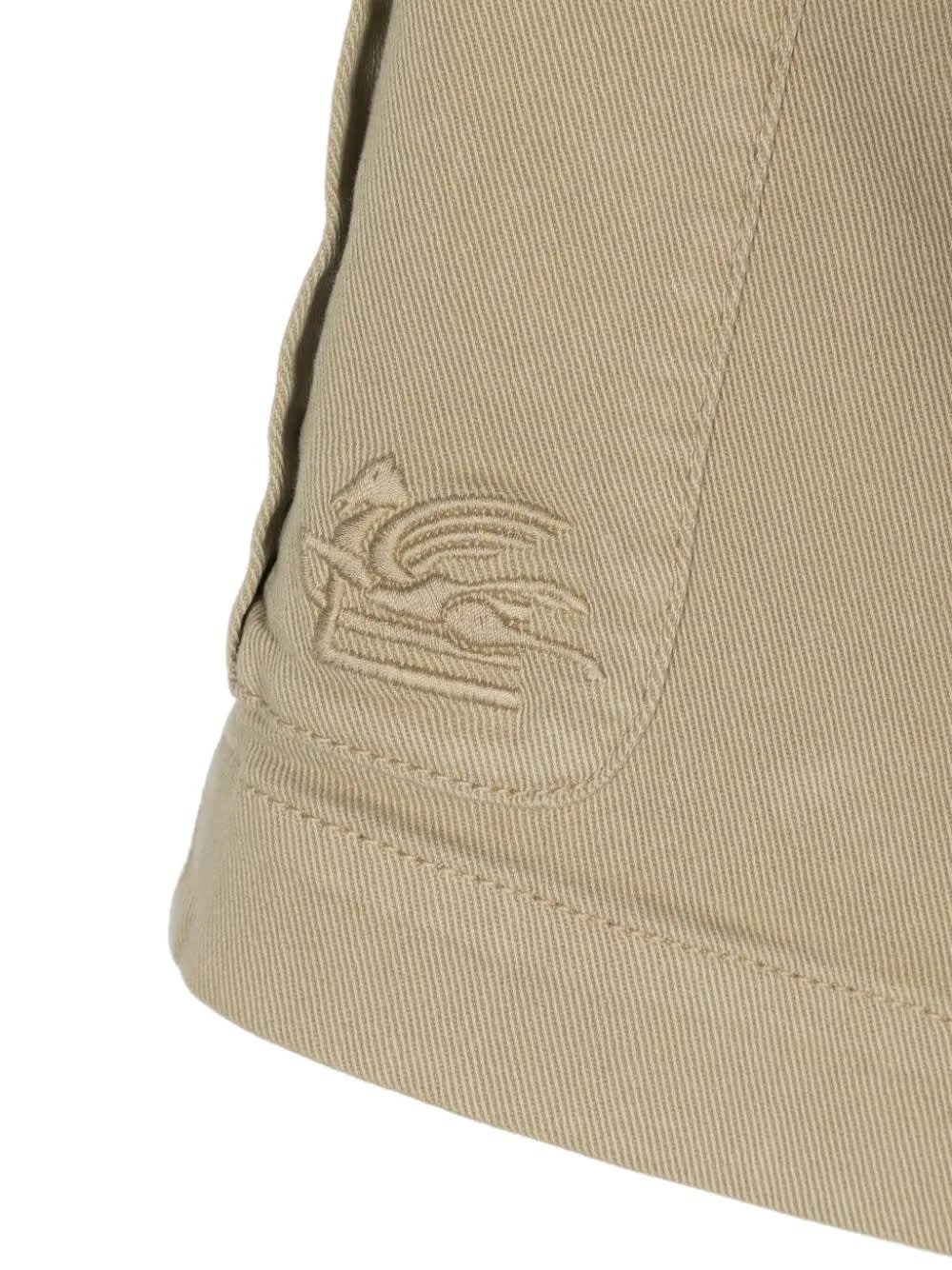 Shop Etro Beige Cargo Shorts With Logo In Brown