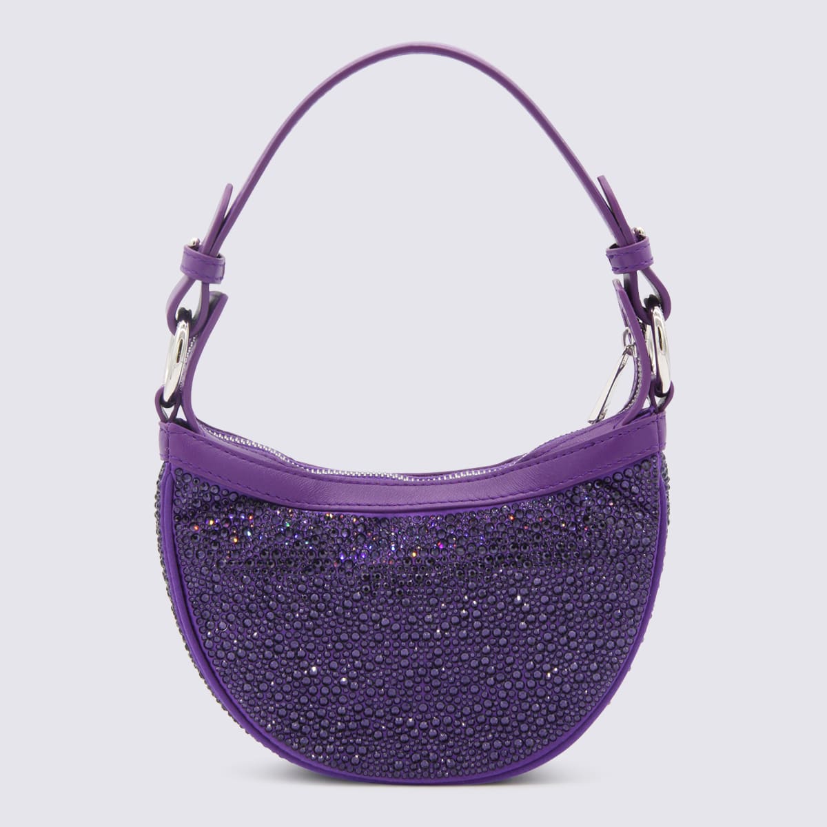 Shop Versace Dark Purple Leather Repeat Shoulder Bag In Dark Orchid
