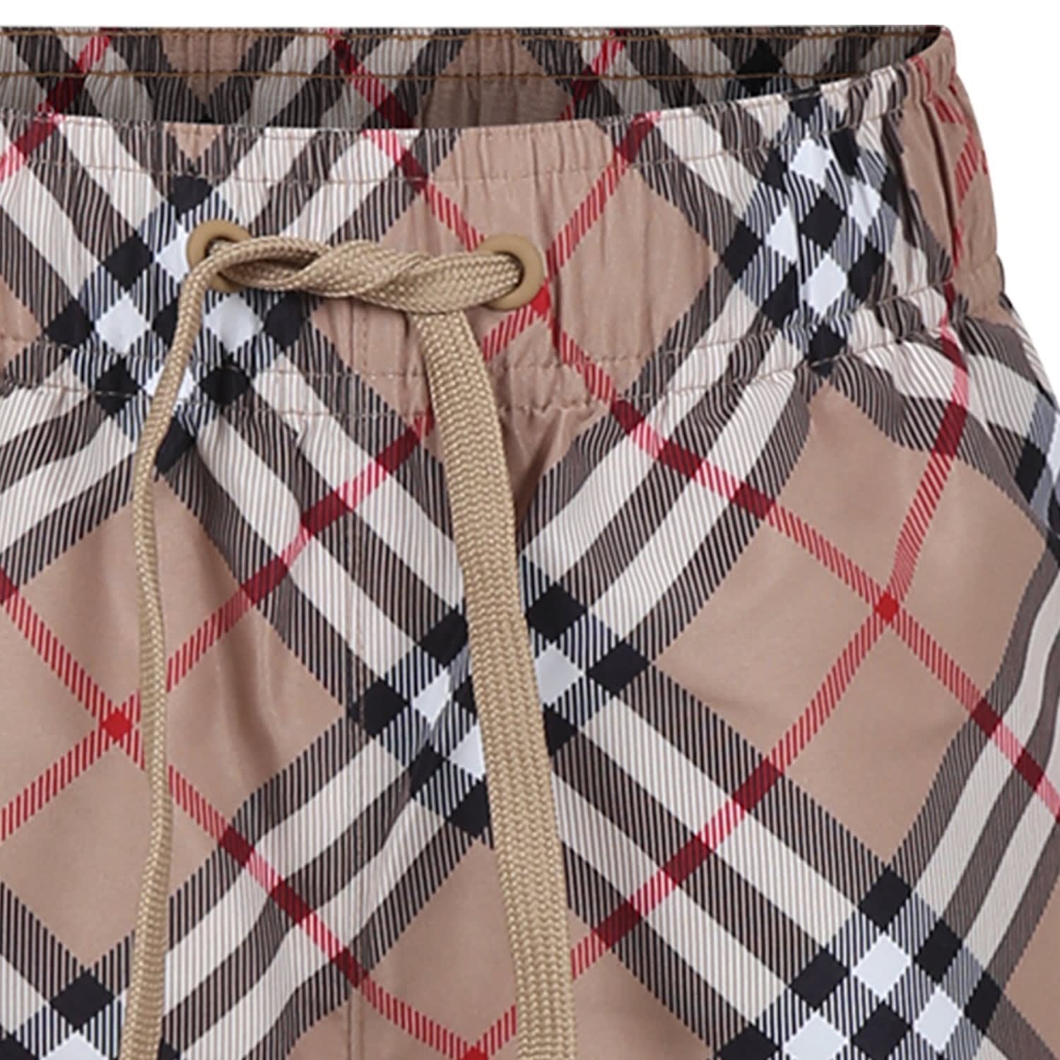 Shop Burberry Beige Swimsuit For Boy With Vintage Check