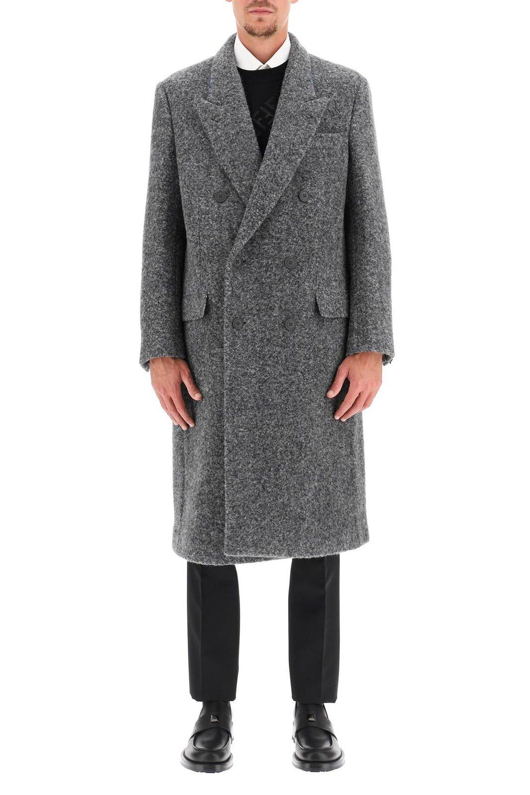 Shop Fendi Padded Doublebreasted Coat In Grey