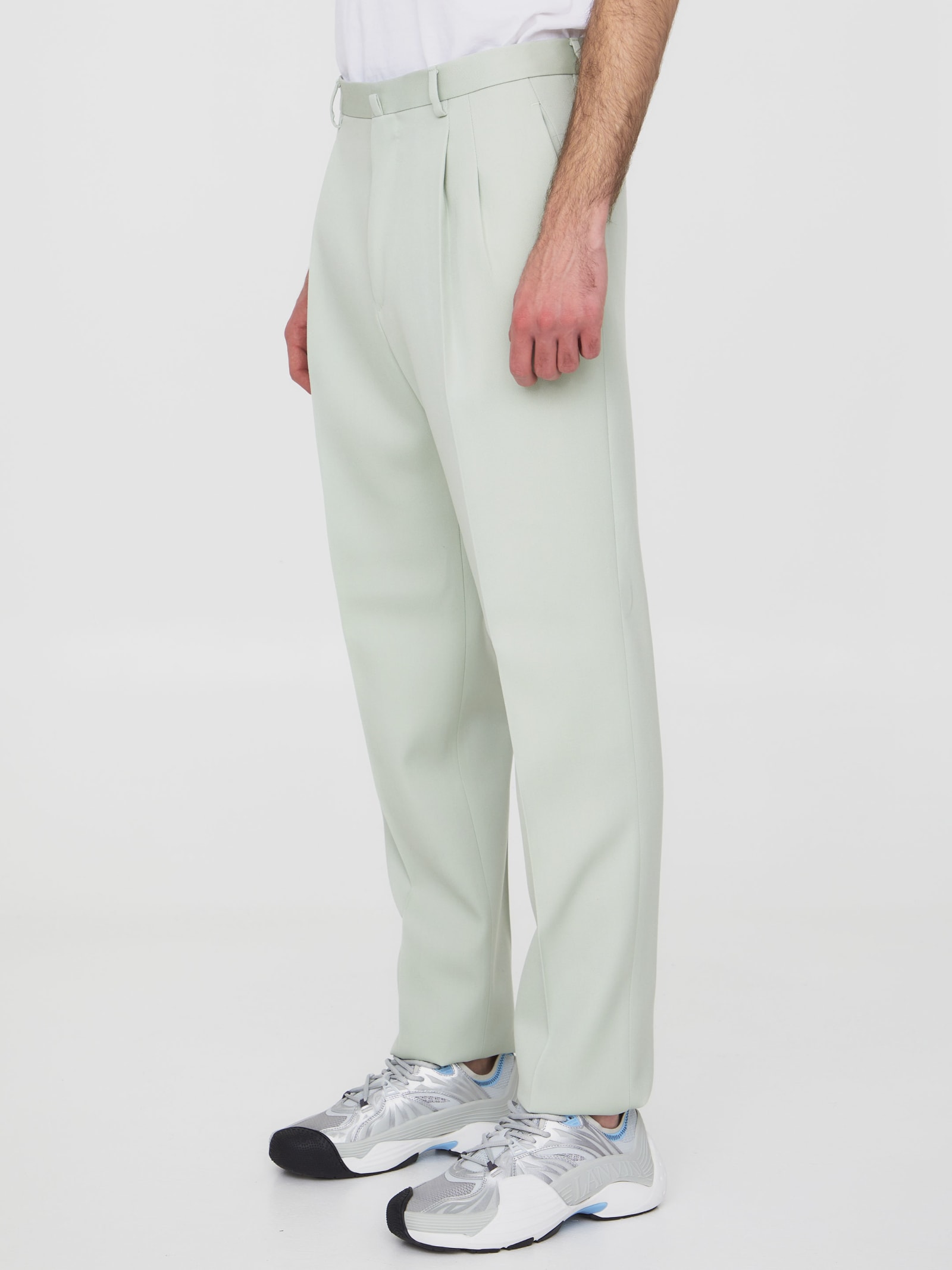 Shop Lanvin Wide-leg Trousers In Sage