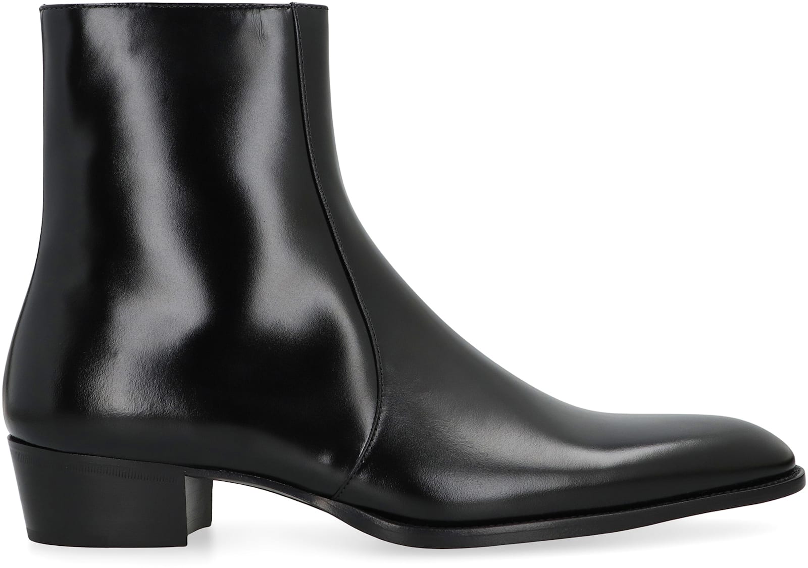 Saint Laurent Smooth Leather Roman Boots In Black