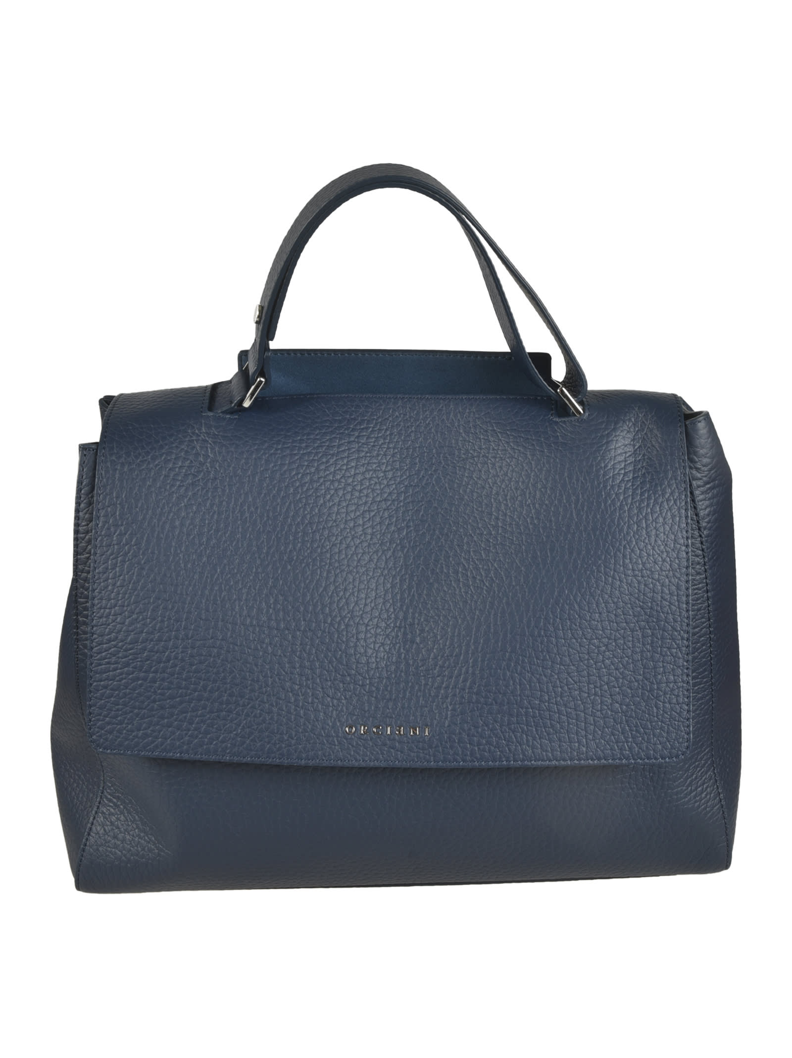 Shop Orciani Logo Flap Tote In Navy