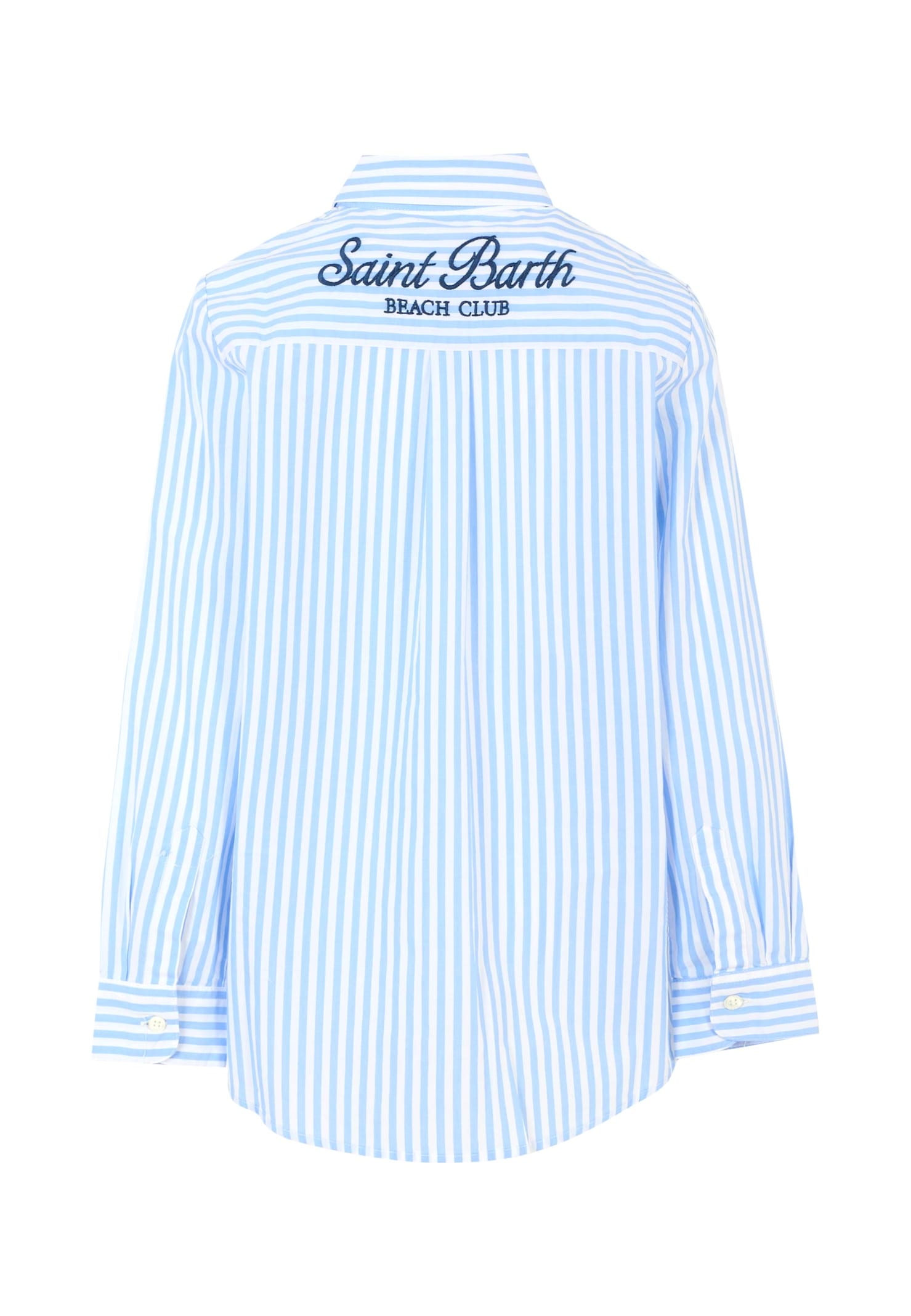 Mc2 Saint Barth Light Blue Shirt For Boy With Blue Logo In Blue