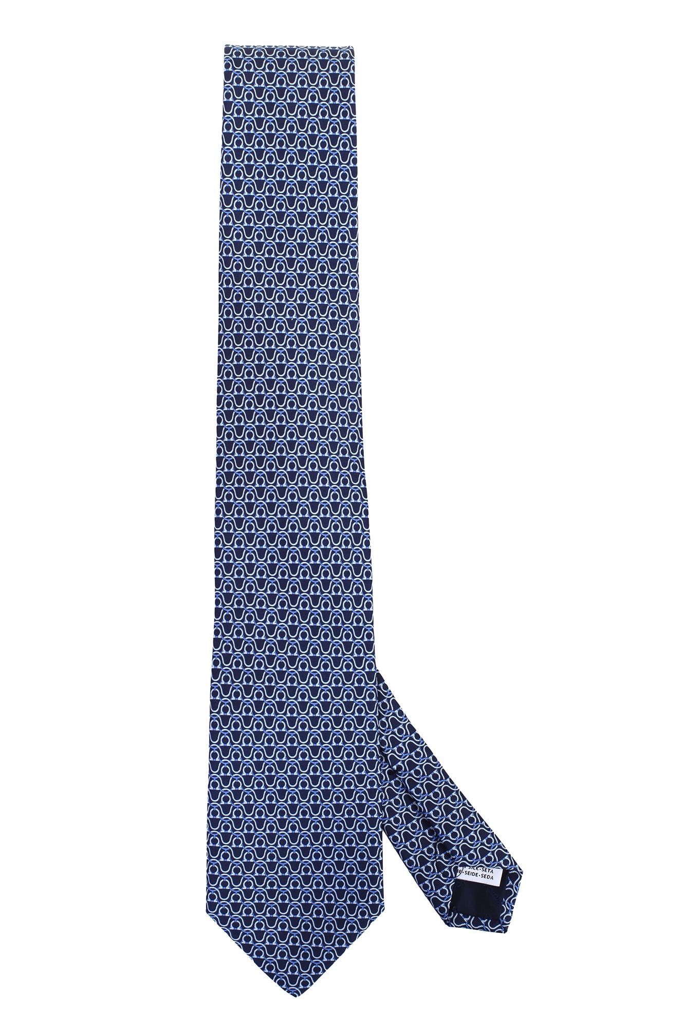 Ferragamo Salvatore Gancini Print Silk Tie In Blue