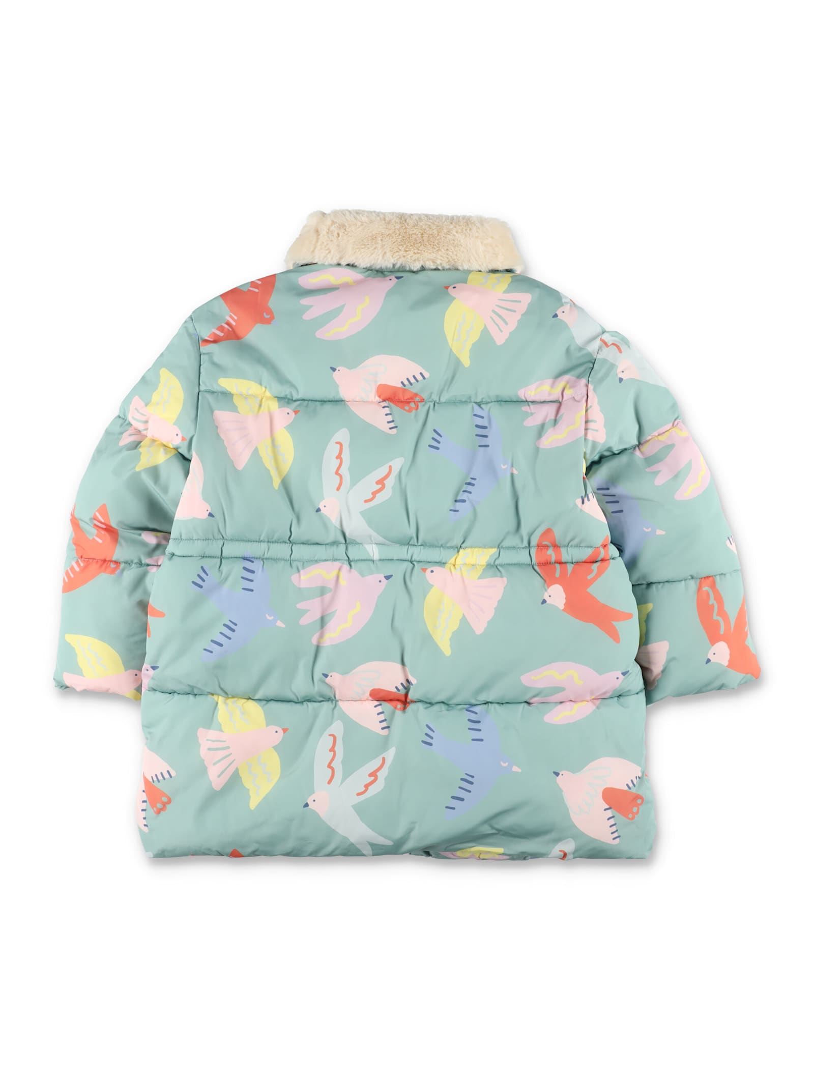 Stella Mccartney Kids Dove Print Puffer Coat In Blue