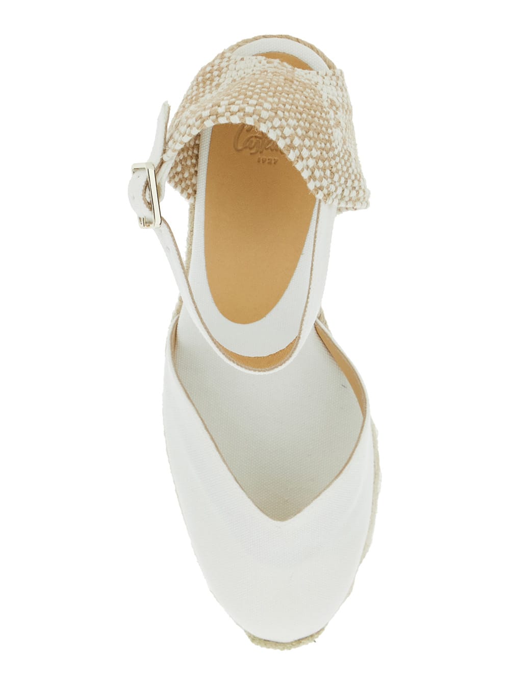 CASTAñER CHIARITA CLOSED TOE ESPADRILLES IN WHITE AND BEIGE CANVAS WOMAN