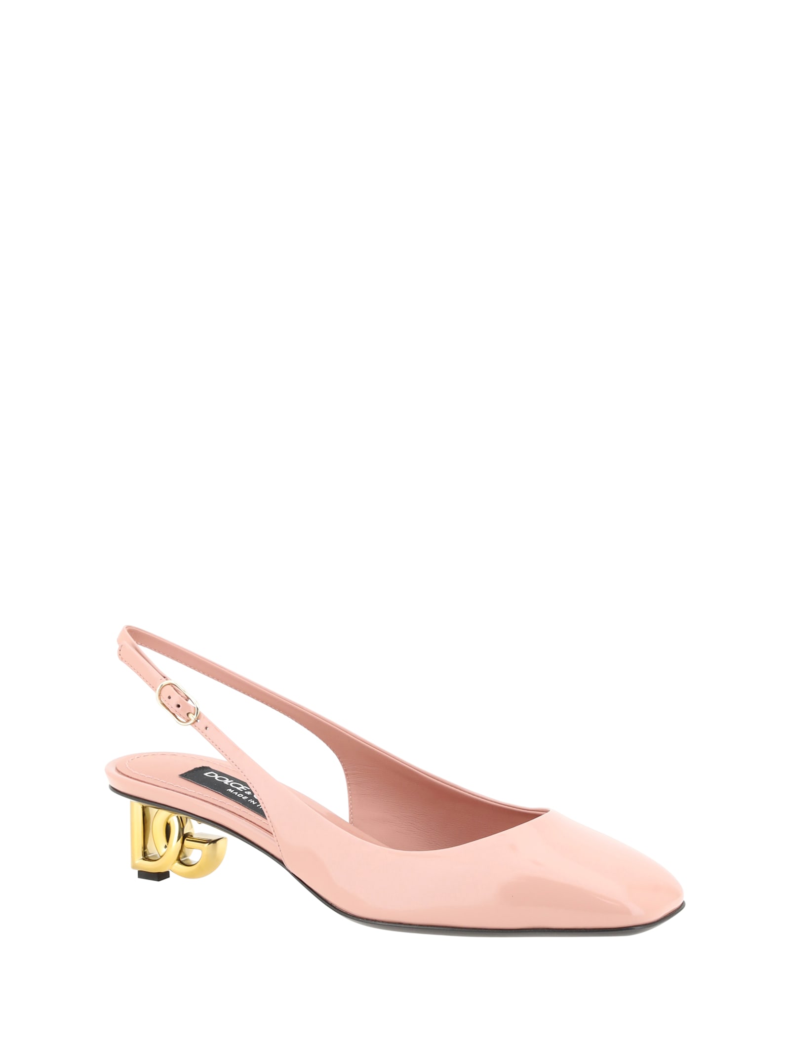 Dolce & Gabbana Pink Décolleté With Dg Logo On The Heel In Shiny Leather Woman In Rosa