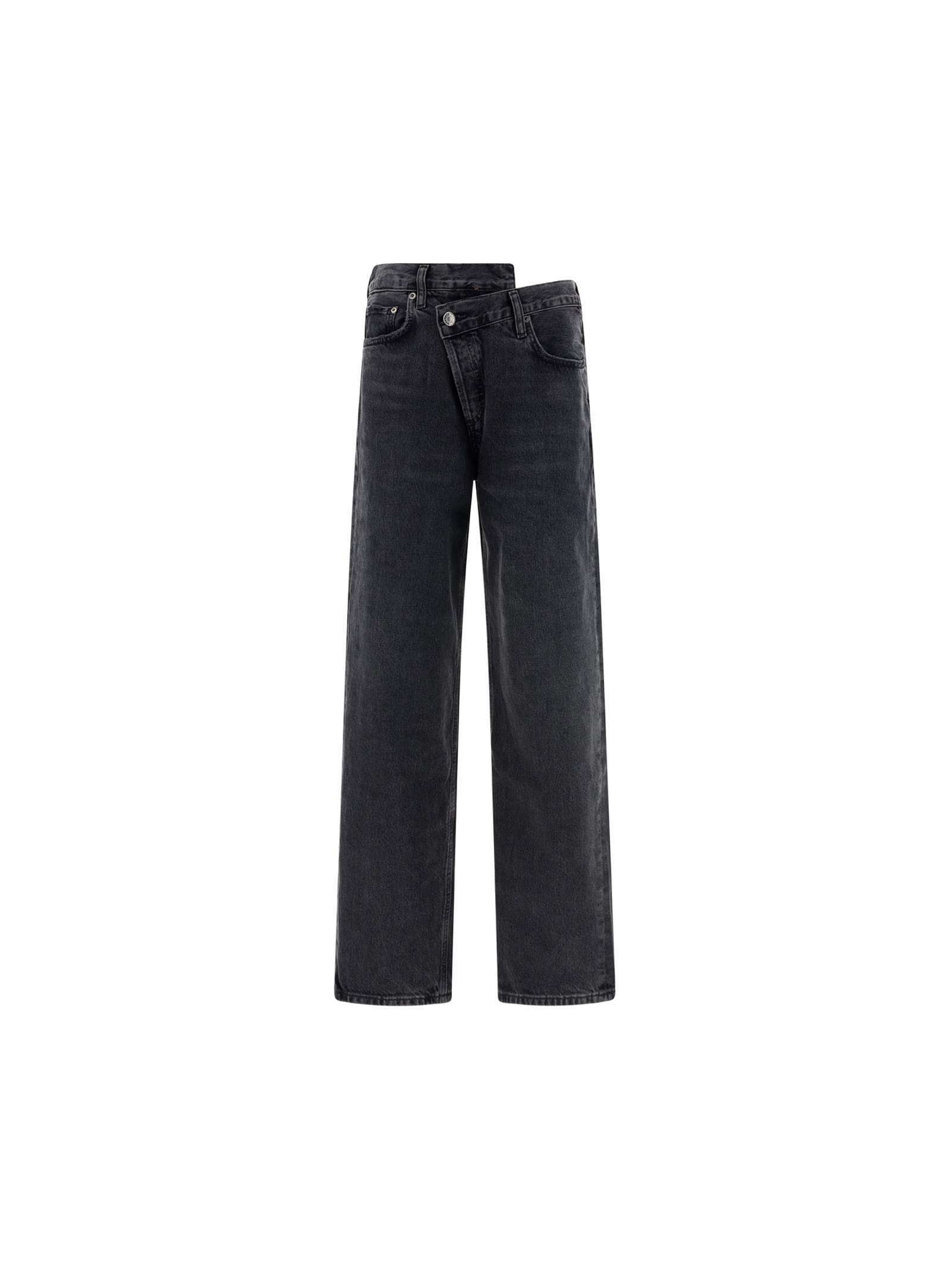 Shop Agolde Criss Cross Regular Denim Pants In Black
