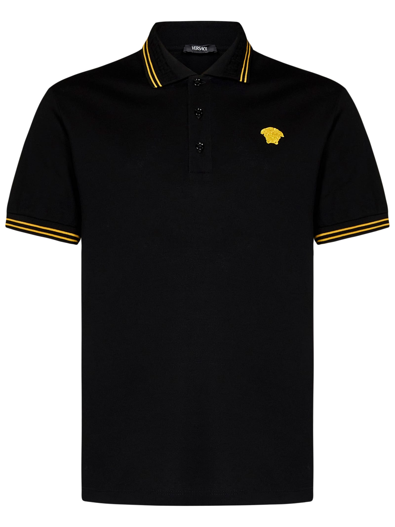 Shop Versace Medusa Polo Shirt In Black