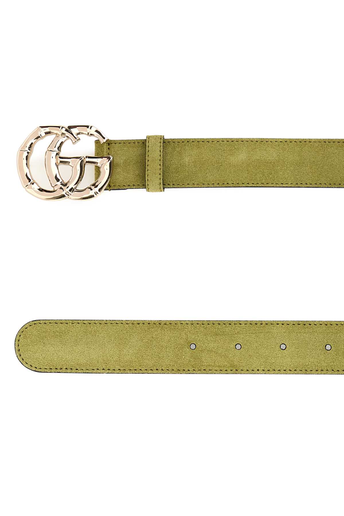 Gucci Sage Green Suede Belt In Green