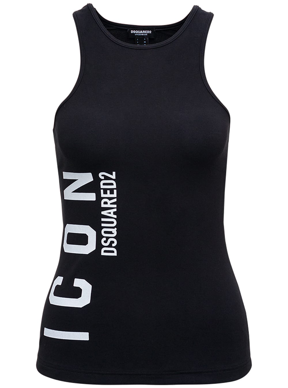 Dsquared2 Black Cotton Tank Top With Icon Print